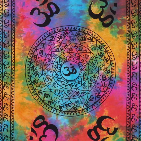 Oussum Om Multicolor Tie Dye Tapestry Wall Hanging Home Décor Ceiling Decorative - Picture 4 of 5